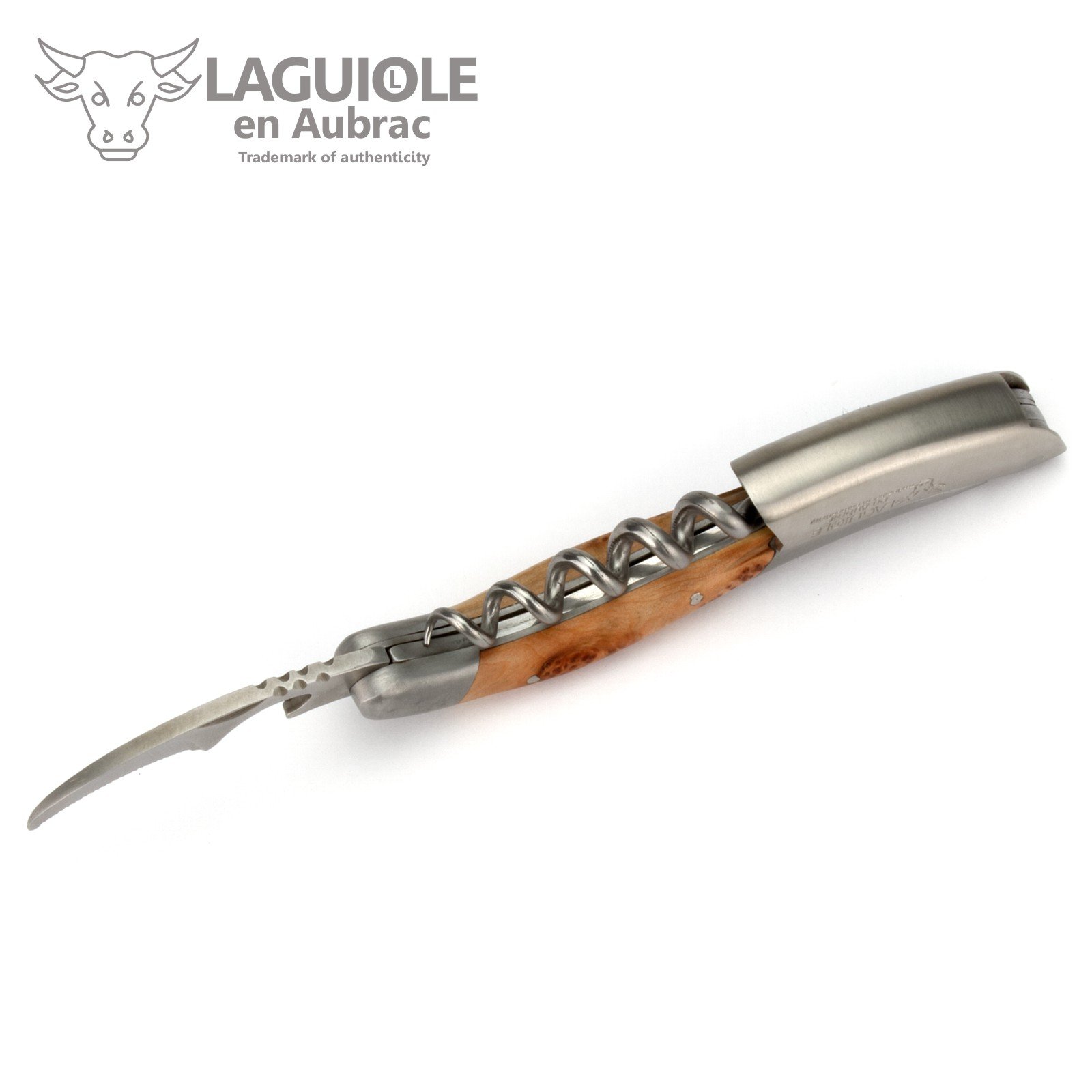 Laguiole en Aubrac Sommelierbesteck - Wacholder - Edelstahl matt - Kellnermesser Weinöffner Sommelier Korkenzieher