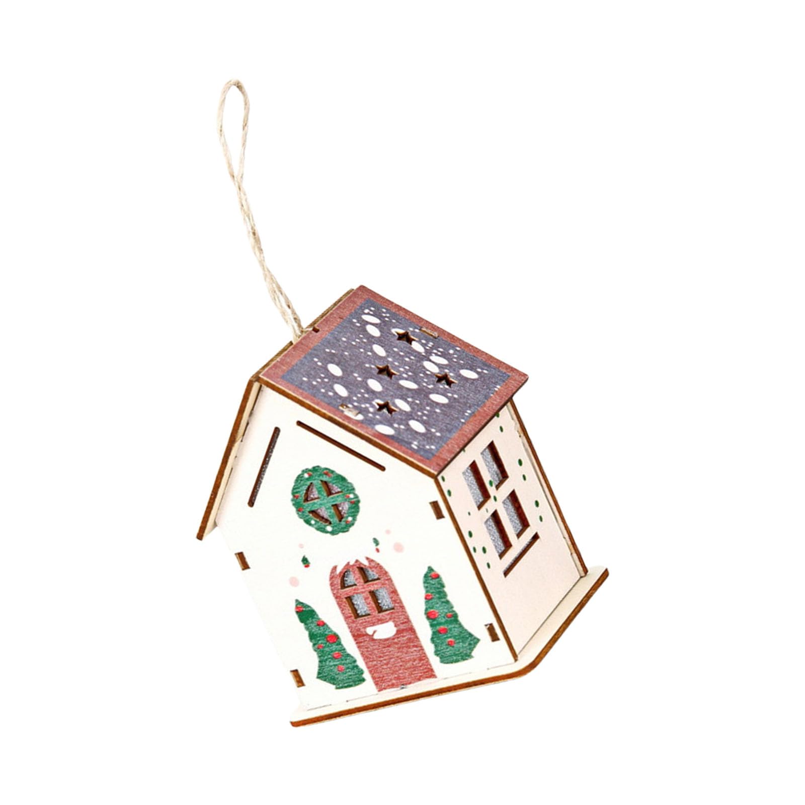 KAQNTUD Luminous Wooden Hut Decoration Christmas Tree Hanging Decoration for Mantles Indoor and Outdoor Christmas Decoration