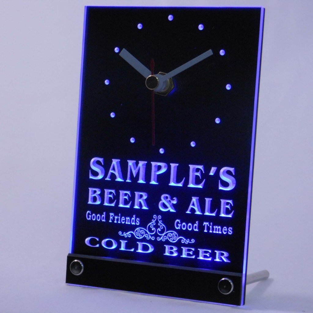 AdvProtncqs-tm Personalized Custom Cold Beer & Ale Vintage Bar Neon Led Table Clock