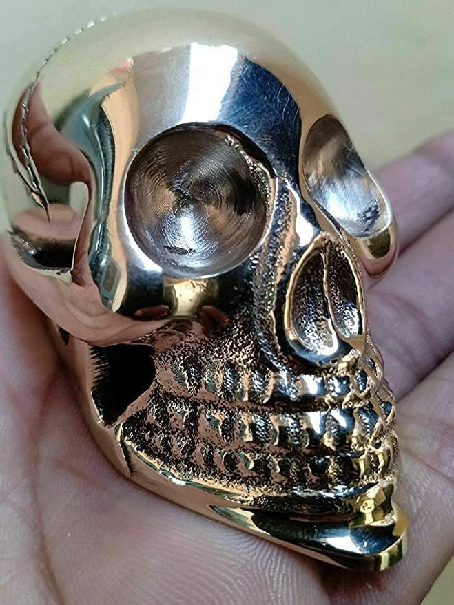 Vintage King Poignée tête de mort en laiton massif pour canne de marche, 10,2 cm