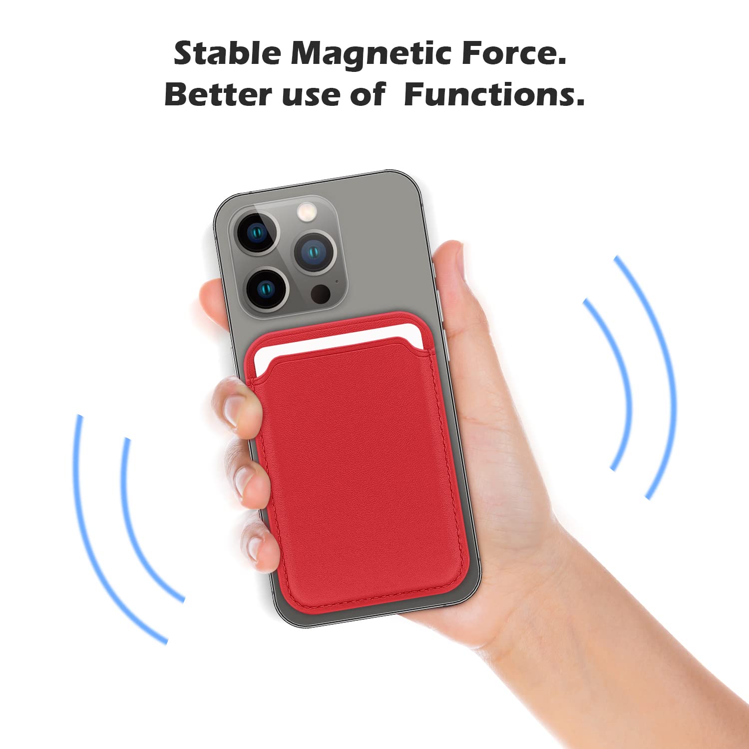 FIDWALL Magsafe Wallet Portafoglio Tessuti in Pelle per iPhone 16/15/14/13/12 Max/Pro/Plus/mini,con Anello in Ferro per all Phone Case,RFID Card Holder con Magsafe Magnete (Rosso)