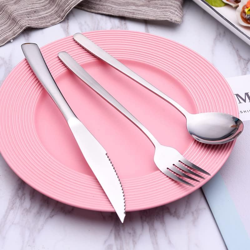 Silverware Flatware Set, 3/12/18/24-piece Household Stainless Steel Knife, Fork And Spoon Three-piece Set Restaurant Stainless Steel Long-handled Steak Knife, Fork And Spoon Set (Color : S