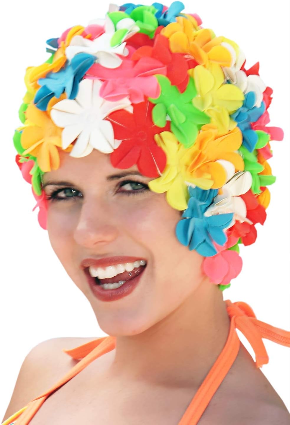 Retro Swim Caps with Flowers - Petal Bathing Cap - by Sync Multi Brights