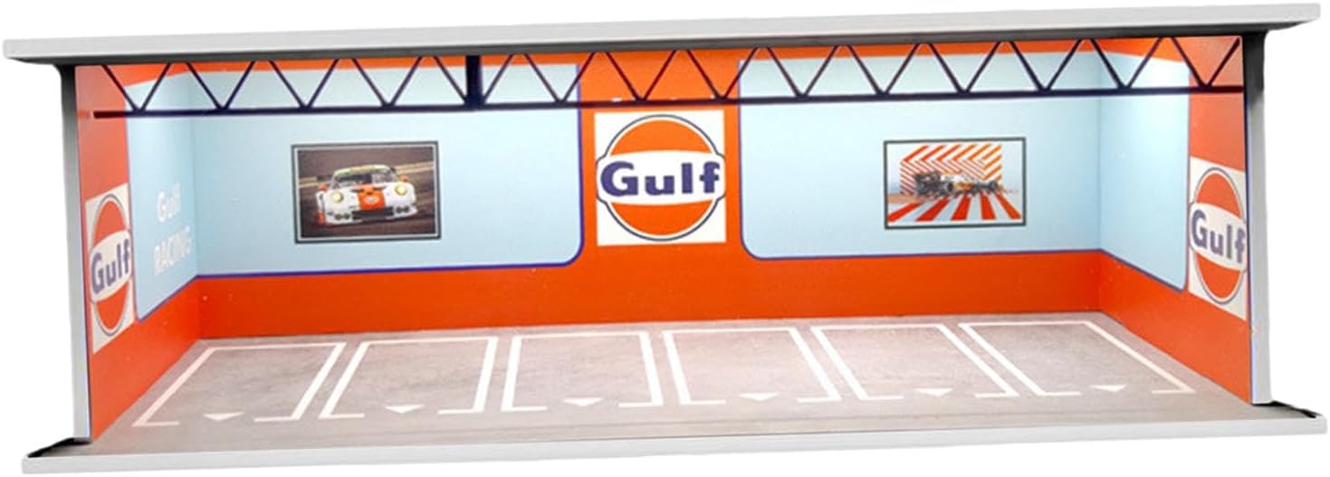 MagiDeal 1/64 Parking Lot Display Case, 6 Parking Space Model Car Show Case with Lights, B