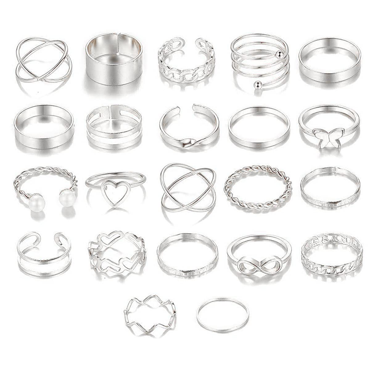 Jewels Galaxy Jewellery For Women Silver Plated Contemporary Stackable Rings Set of 22 (JG-PC-RNGU-2725) (B0BQN8HK3Y) Amazon Price History, Amazon Price Tracker