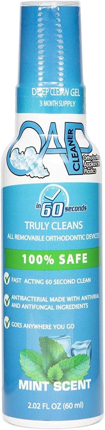Orthodontic Cleaner by OAP Cleaner | Retainer Cleaner, Denture Cleaner, and Mouth Guard Cleaner | 60 Second Gel Cleanser | Paraben, Sulfate and Triclosan Free | 60 mL Bottle