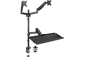 VIVO Black Dual Monitor Sit-Stand Height Adjustable Workstation