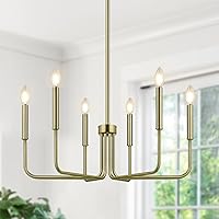 Vista 12 de Candelabro de granja de 6 luces para comedor, accesorios de iluminación colgantes, accesorios de iluminación de comedor de bronce frotado con Bronce