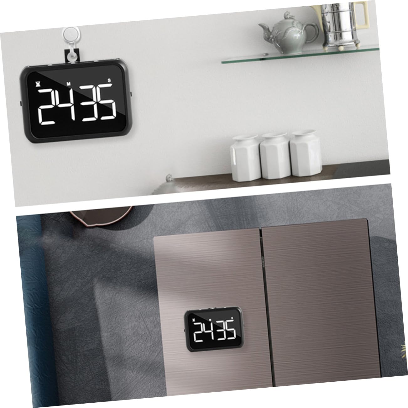 POPETPOP 2piezas Temporizador De Cocina Digital Led Recargable Pantalla Cronómetro para Cocina Horario Aleatorio y Función De Alarma para Hogar Oficina y Restaurantes