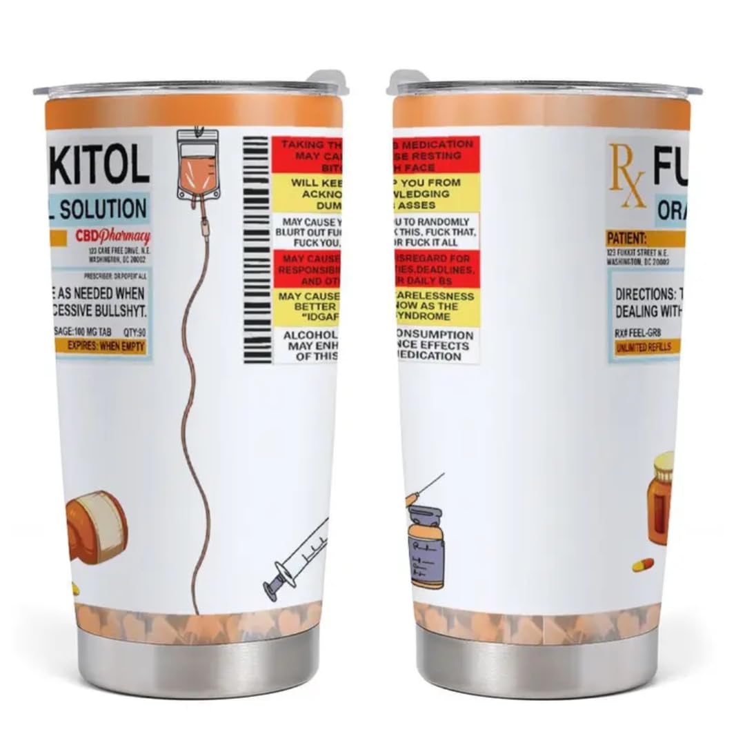 Funny Fukit0l Oral Solution Tumbler 20oz Funny Gift Tumbler for Friends Coworkers Humor Sarcasm Tumblers Water Bottle Drinkware