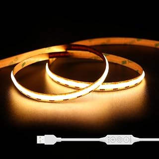USB LED Light String COB 5V Warm White 2700K 3M, Dimmable 960 LED COB Flexible Cut Strip for Backlighting, TV, Cabinet, Bedroom, Home