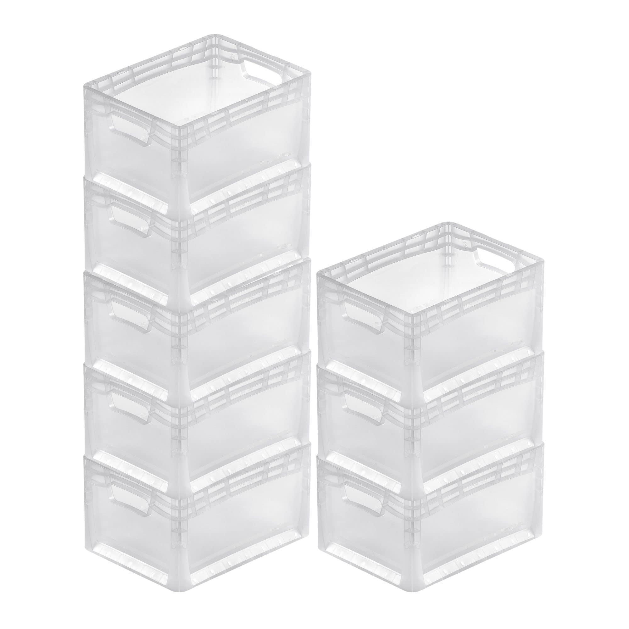 PROREGAL SuperSparSet 8x Transparenter Eurobehälter LightLine mit offenem Griff | HxBxT 22x30x40cm | 24 Liter | Eurobox, Transportbox, Transportbehälter, Stapelbehälter