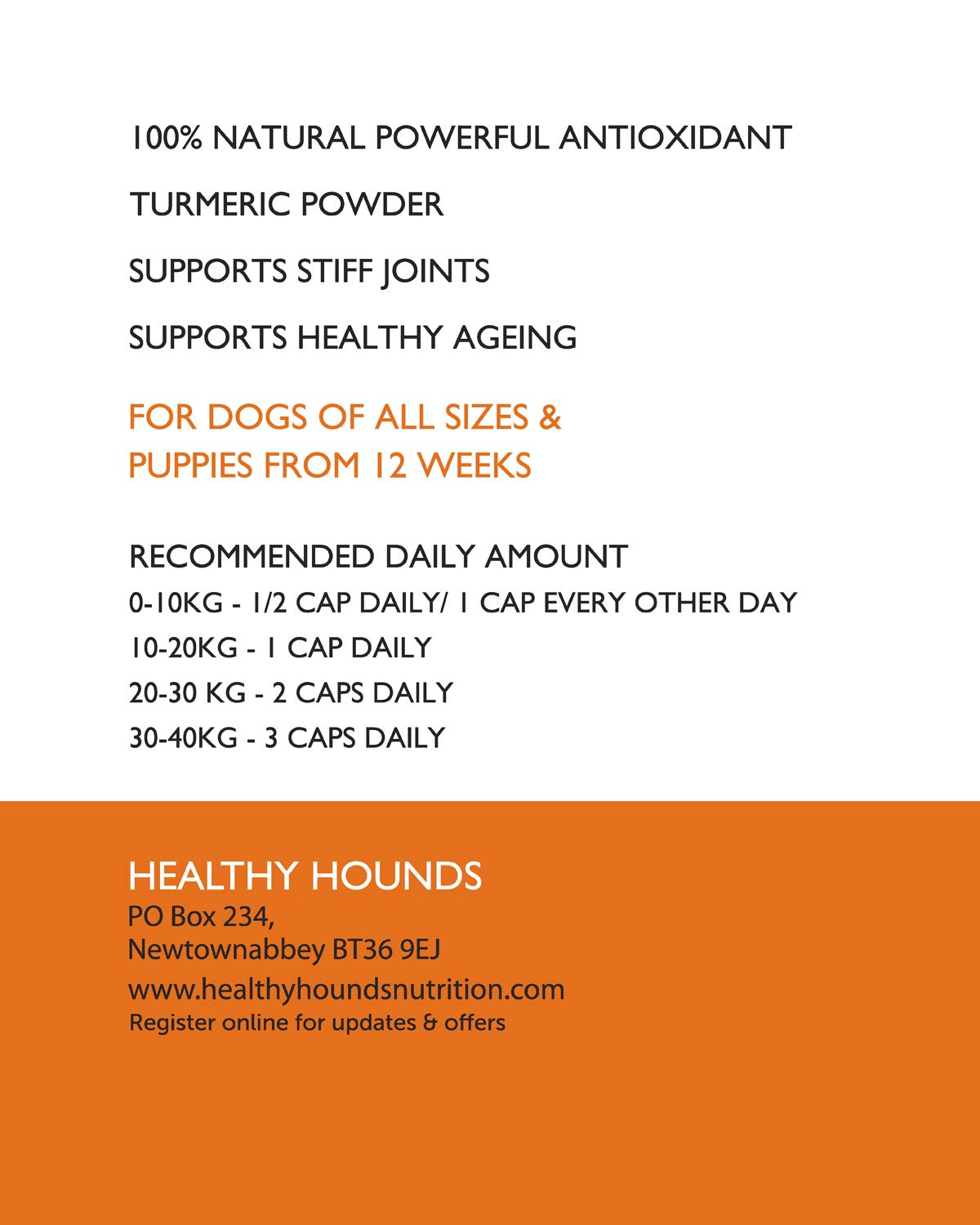 Buy Healthy Hounds K9 Turmeric for Dogs and Pets 380 x 500mg Sprinkle