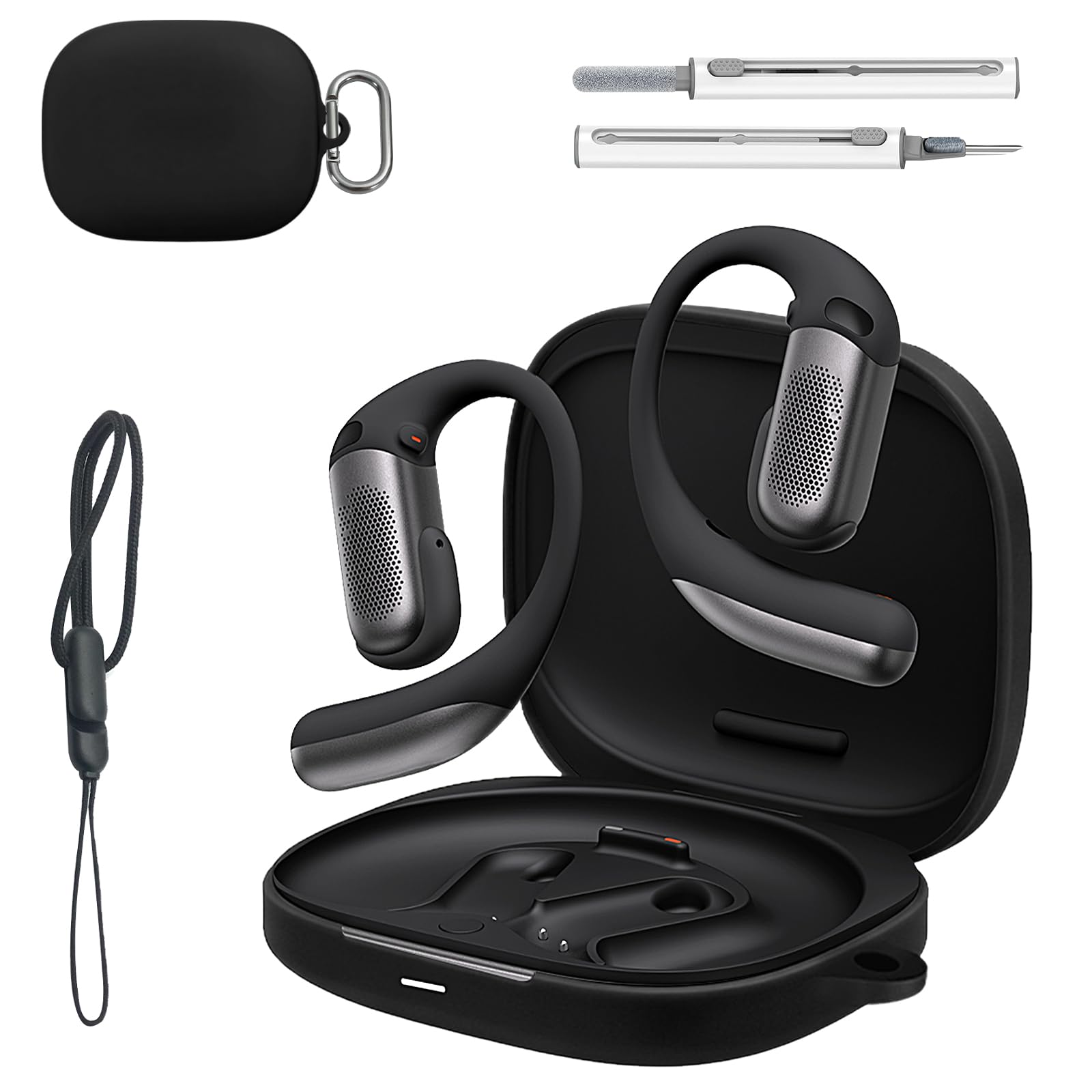 SHOKZ OPENFIT PRO ブラック ケース付き Amazon | Shokz OpenFit Proケースカバー、液体シリコンフルボディ保護