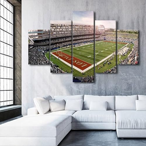Vista 368 de Cuadros de estadios deportivos de fútbol americano de Minnesota, cuadros de vikingos, 5 paneles, lienzo para pared, arte de pared del estadio
