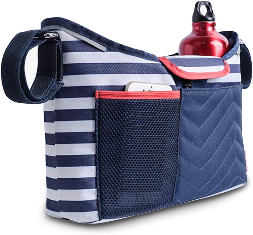 SONARIN 2 in 1 Stroller Organizer Bag Baby Changing Bag,with a Removable Baby Diaper Changing Mat,Satchel Bag,Large Capacity for iPhone, Diapers,Toys and Accessories(Navy Blue)