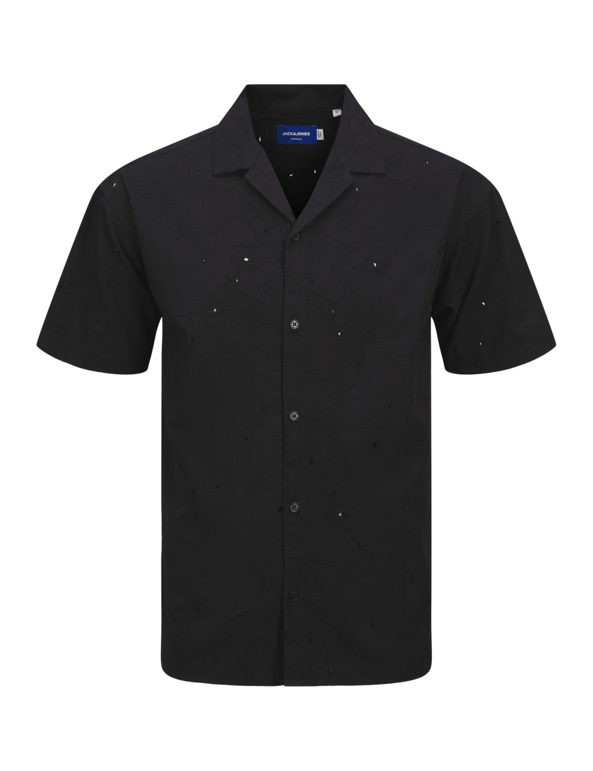 JACK & JONES Men's Jorem Ss Pattern Shirt, Black, M
