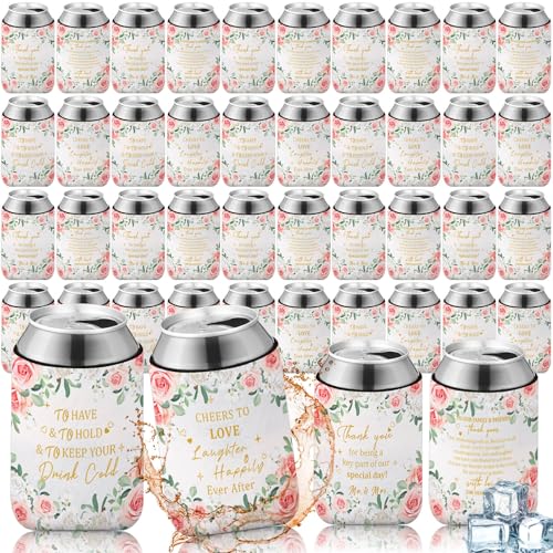 Windkream 50 Pieces Flower Wedding Can Cooler Bulk Engagement Favors