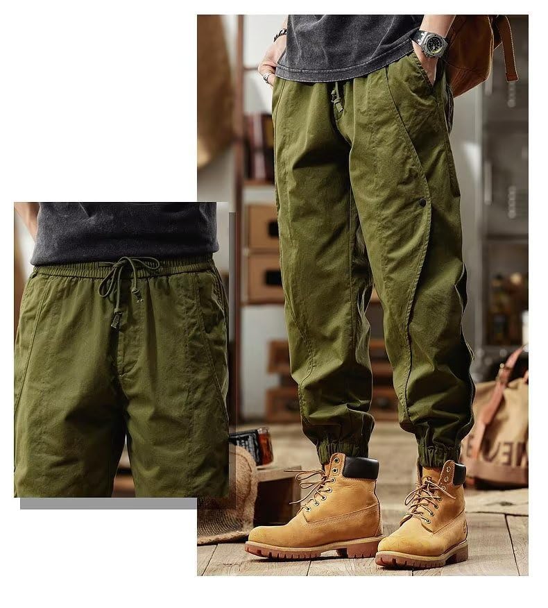 ZAFUL Chino Cargo Pants Men Casual Outdoor Hiking Track Drawstring Twill Tapered Jogger with Pockets2