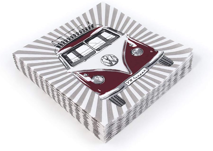 BRISA VW Collection Stylish and Practical Volkswagen VW T1 Bulli Bus Napkins with Motif Kitchen Utensil Kitchen Towels (20 Pieces 33 x 33 cm 3-Ply)