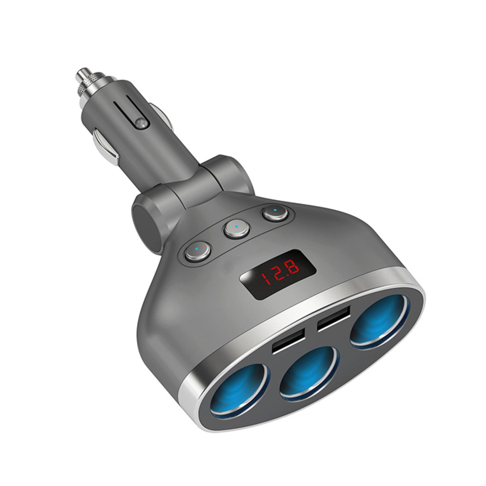 ULTECHNOVO 2piezas Cargador De Coche Enchufes con Puertos USB y Adaptador Mechero para Dispositivos Móviles Pantalla Led De Voltaje Carga Rápida para y Negro