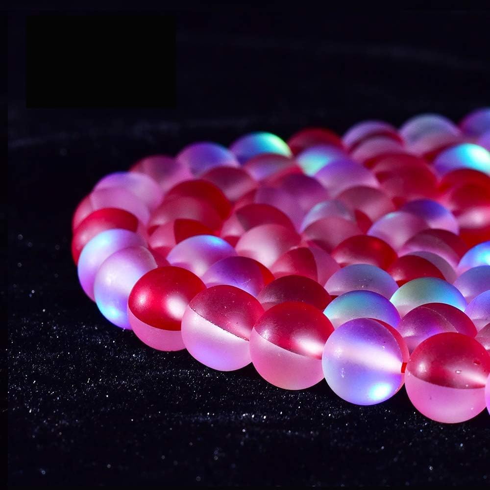 38PCS 10mm Natural Red Mystic Aura Quartz Gemstone Frosted Matte Titanium Round Loose Spacer Beads 15 inch Full Strand Crystal Healing Power Quartz image 2