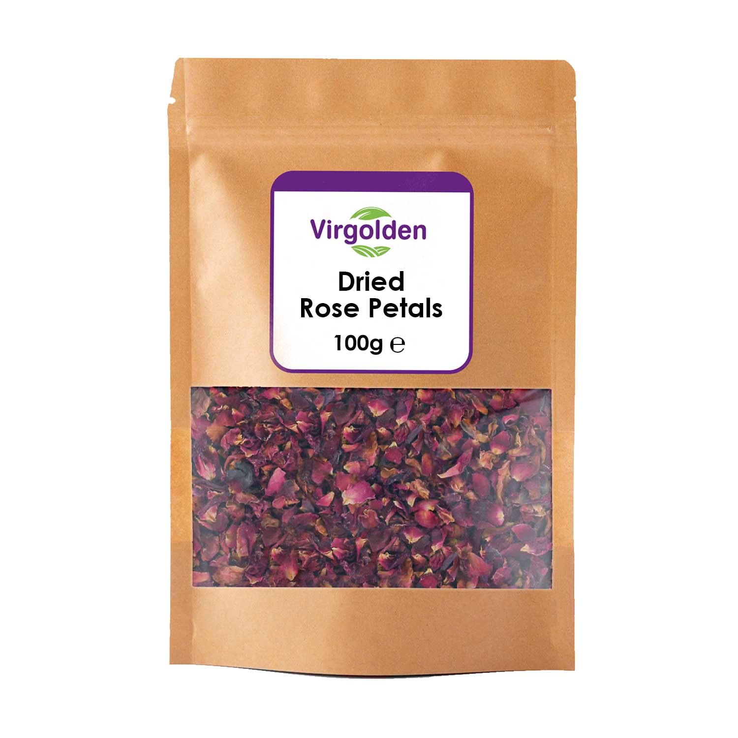 Dried Edible Rose Petals 100g by Virgolden - Premium Dried Flowers Natural Scent. Bath. Spa. Wedding Confetti. Craft Bath Bomb