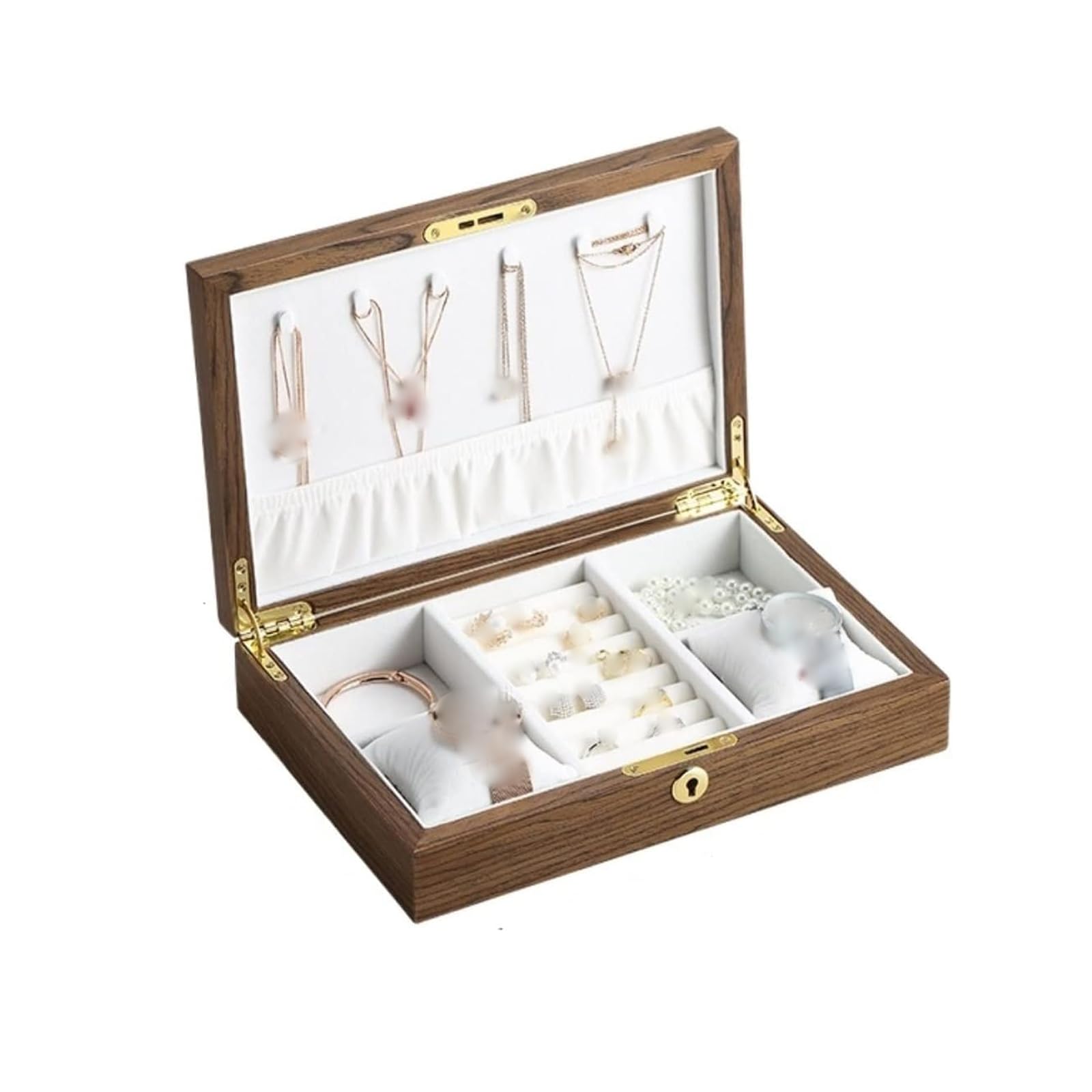 HVMBEUGOS Watch Box Watch Box Large Wood Jewelry Box Wooden Necklace Ring Earring Watch Organizer Jewellery Storage Case Watch Storage (B)