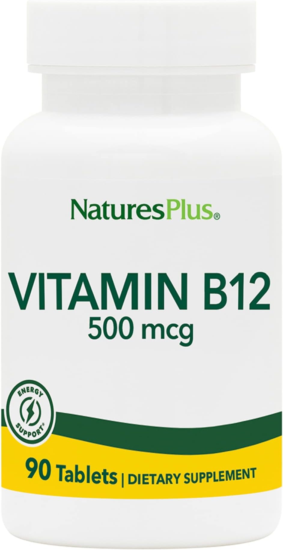 Nature's Plus Vitamin B12 500 Mcg, 90 Tablets - For Nutritional Support For Natural Energy Production, Suitable For Vegetarians
