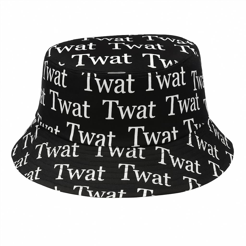 Arg Unisex Twat Black Reversible Bucket Hat – Sun Hat With Print, Funny Festival Hat, Lightweight Summer Cap For Outdoor Wear (Twat Black)