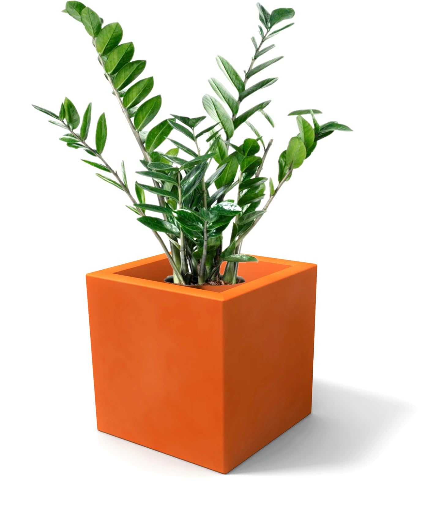 Vase Cube Moderne Kloris 45 en polyéthylène orange, l'excellence du design fabriqué en Italie