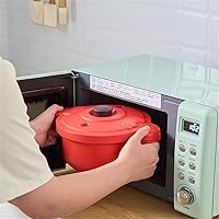 Vista 6 de Microwave Pressure Cooker 10.8x5.5 in Red Multifunction Cooking Pot Steamer for Rice Vegetables Pasta, Compact Design for Small Kitchens and Quick