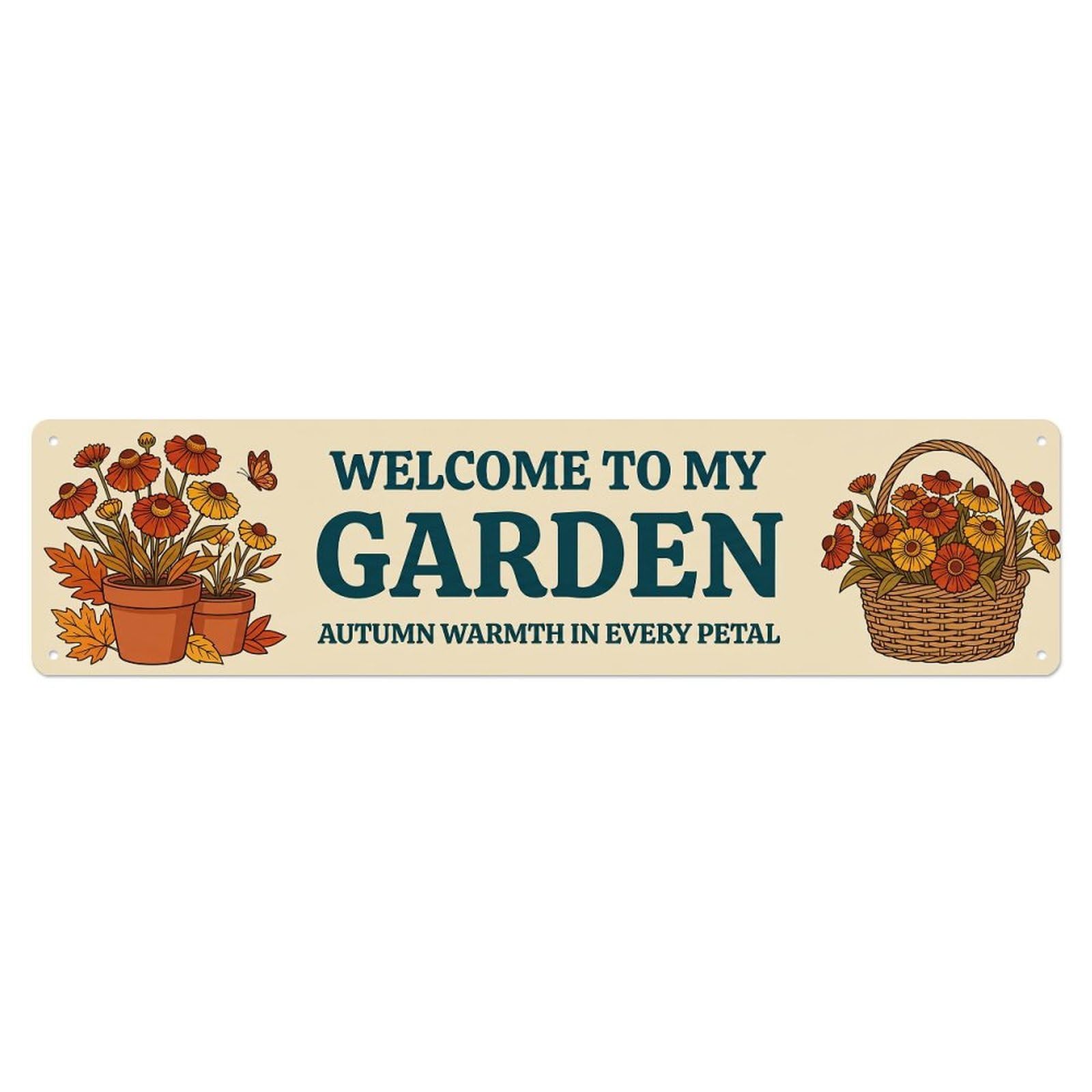 Retro Garden Welcome Helenium Autumn Daisy Metal Tin Sign