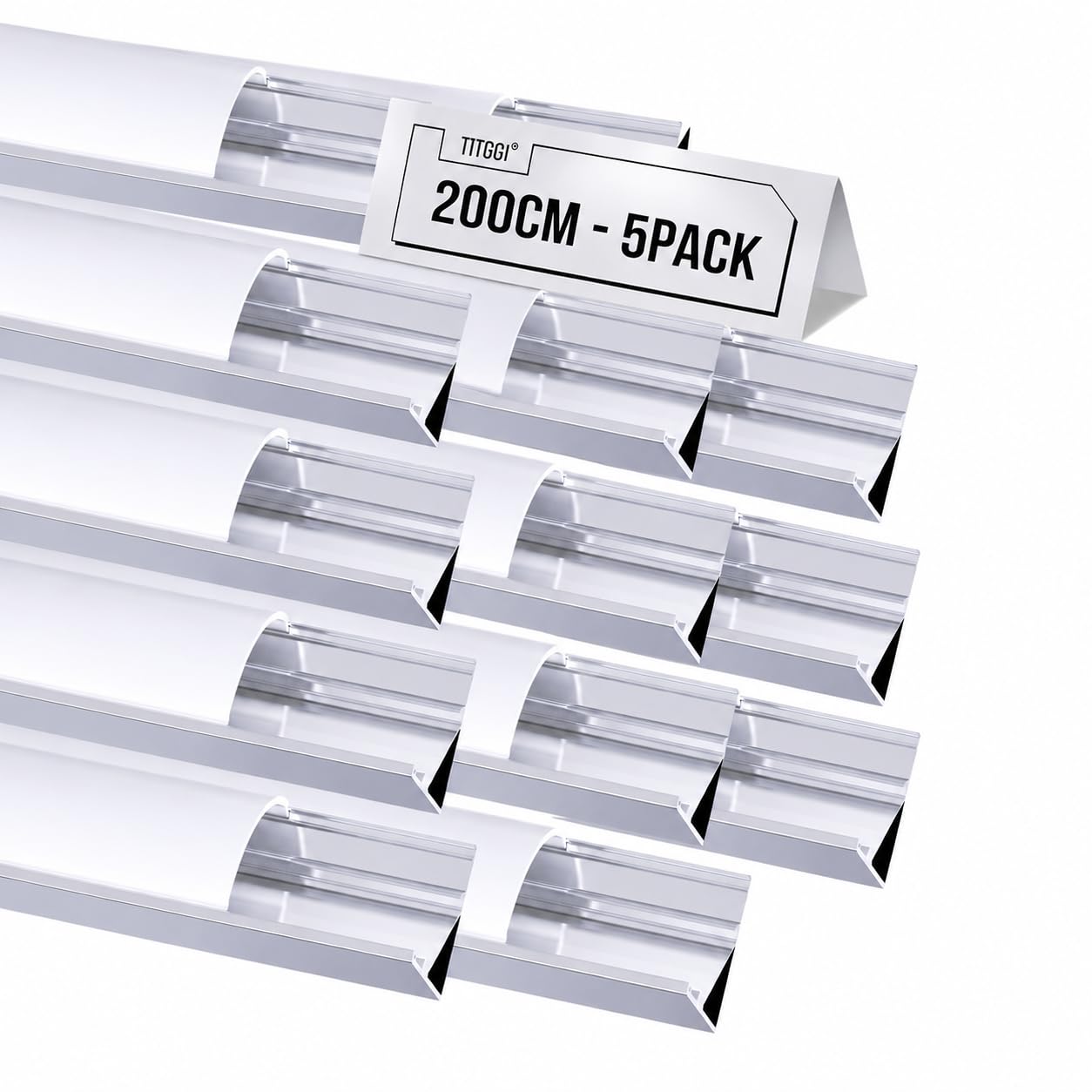 Silver LED Aluminium Profil, Eckprofil mit weißer Abdeckung für LED Streifen bis 10.1mm, 2m x 5 Stück, 15.8mm x 15.8mm, für Wohnraum, Treppenhaus & Flurbeleuchtung