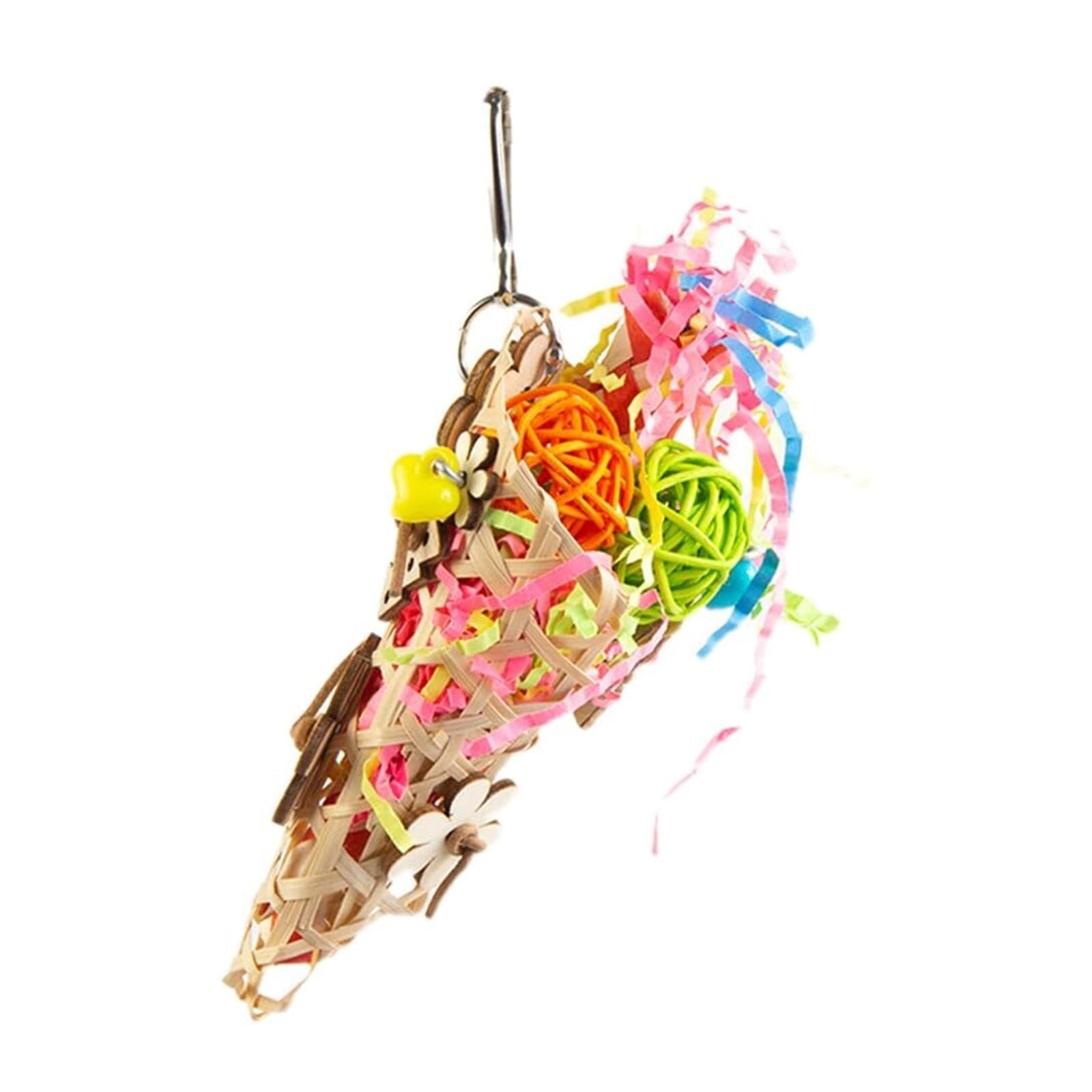 Jouet à mâcher à suspendre pour petits perroquets, cage en papier rotin, fournitures molaires pour perruches, calopsittes et conures (1)
