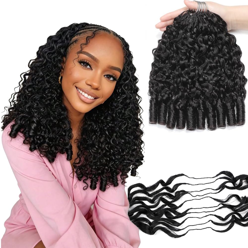 Burmese Curly Crochet Hair 14 Inch 200g Knotless Pre-Separated Braids Pre-Looped Crochet Braids, No Shedding No Tangle Natural Black Crochet Hair Extensions for Women Burmese Curly 4 Pack