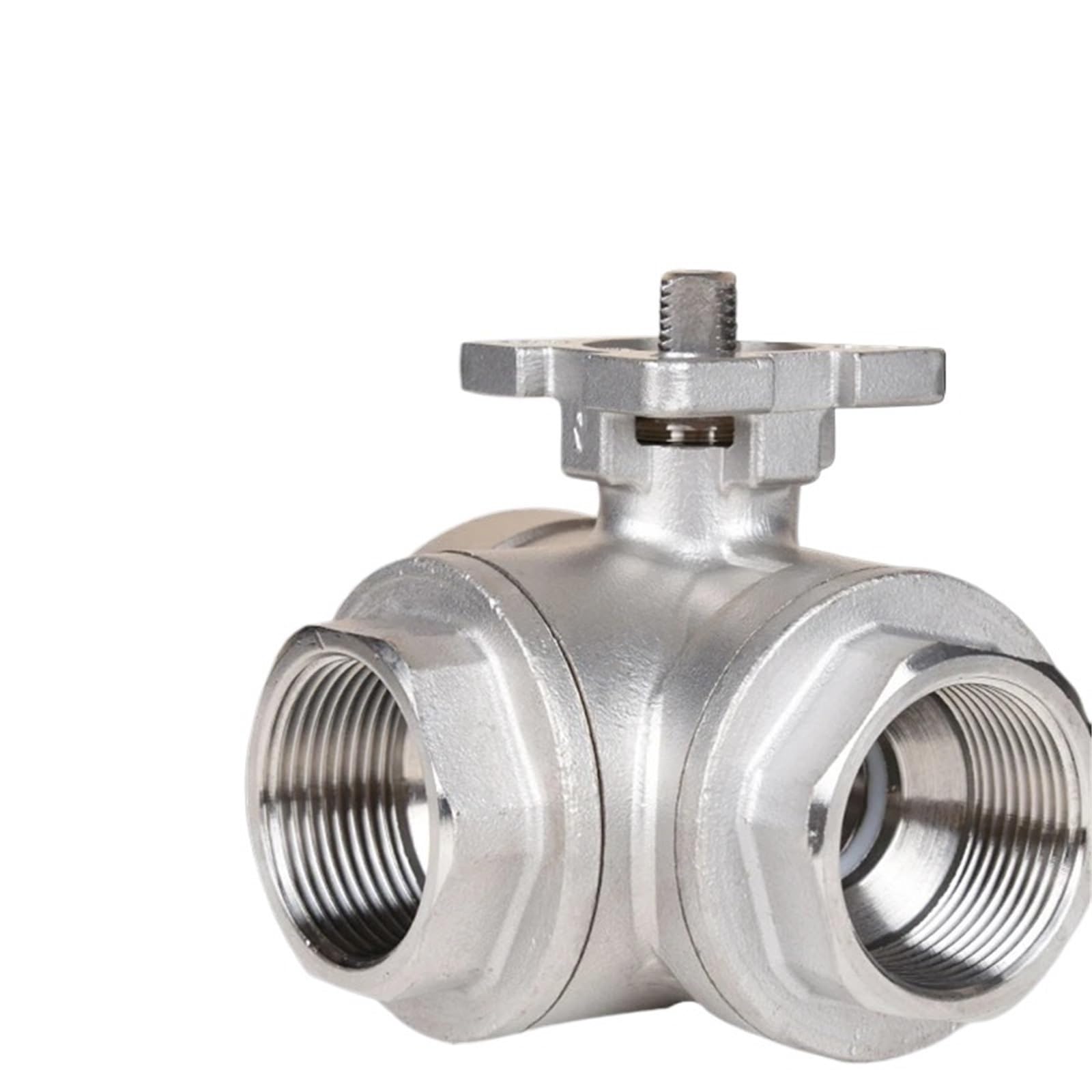 Vanne à boisseau sphérique anti-fuite pneumatique 3 voies inox DN8 type T