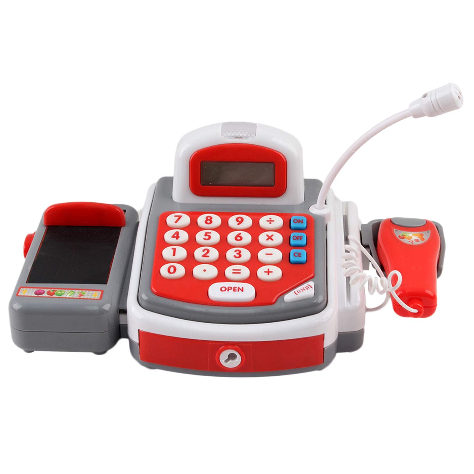 Vokodo Toy Cash Register with Microphone Calculator Grocery Items