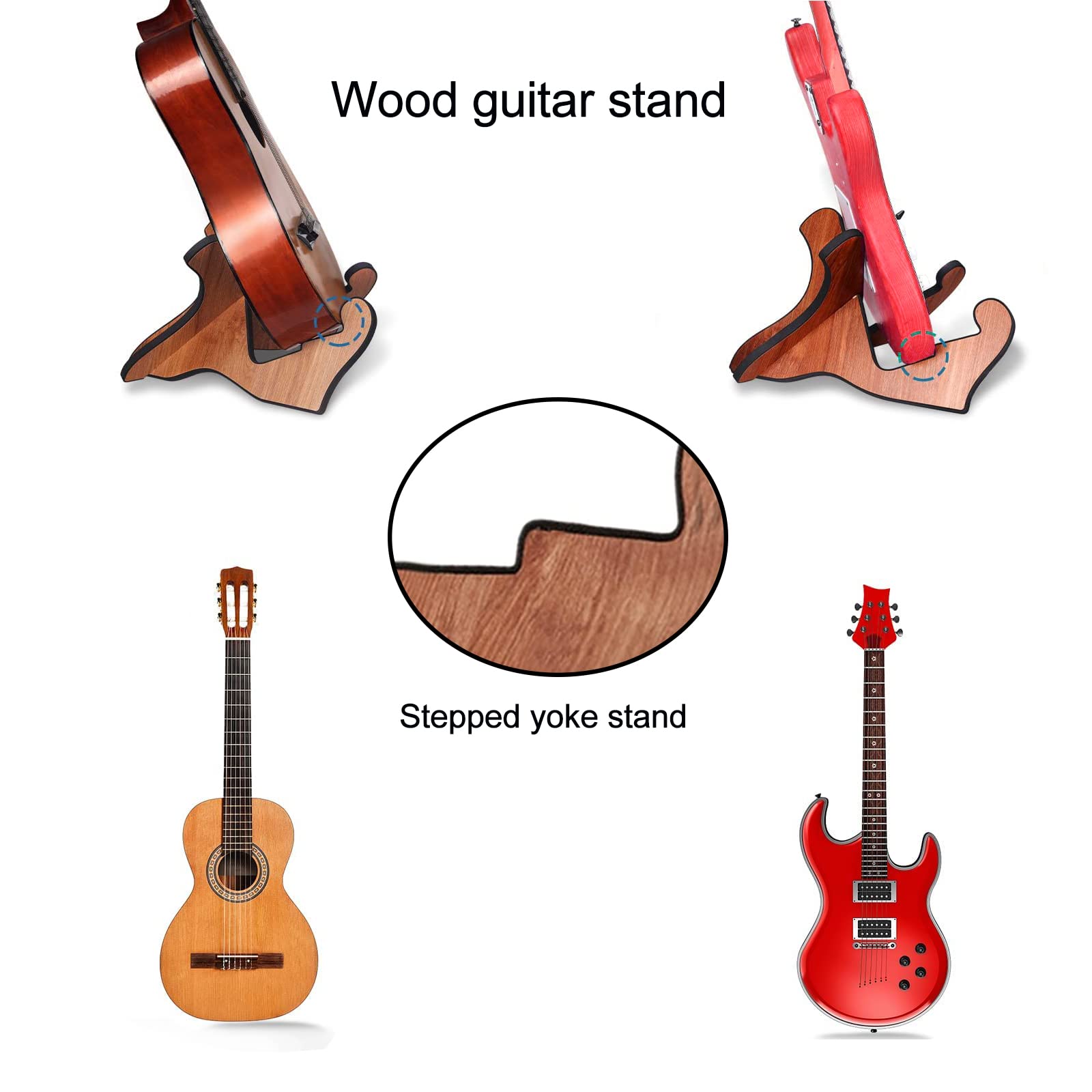 Pied Guitare En Bois, Support Guitare Sol Avec Coussin Eva, Cadre En X