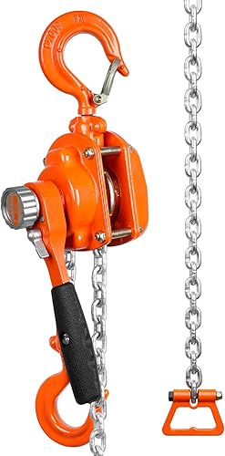 Miniatura 12 de VEVOR Polipasto de cadena de palanca manual, 12 tonelada 1100 libras de capacidad de 5 pies, acero al carbono galvanizado G80 con freno Weston de