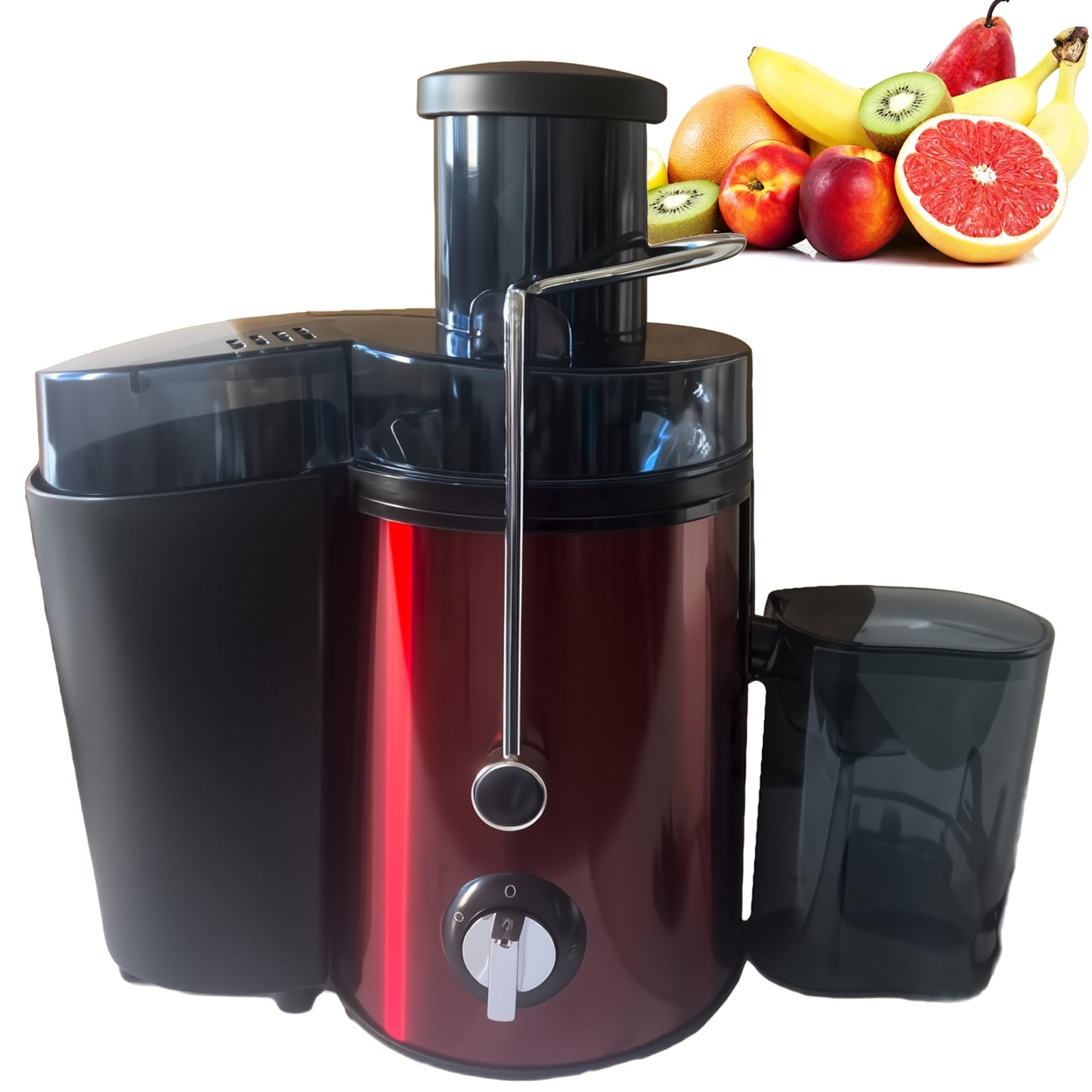 FHRKA 400W Centrifugal Juicers, 500Ml Electric Juicer Machine with Anti-Drip & Anti-Slip Function, Detached Parts Easy To Clean Electric Orange Squeezer (Red)