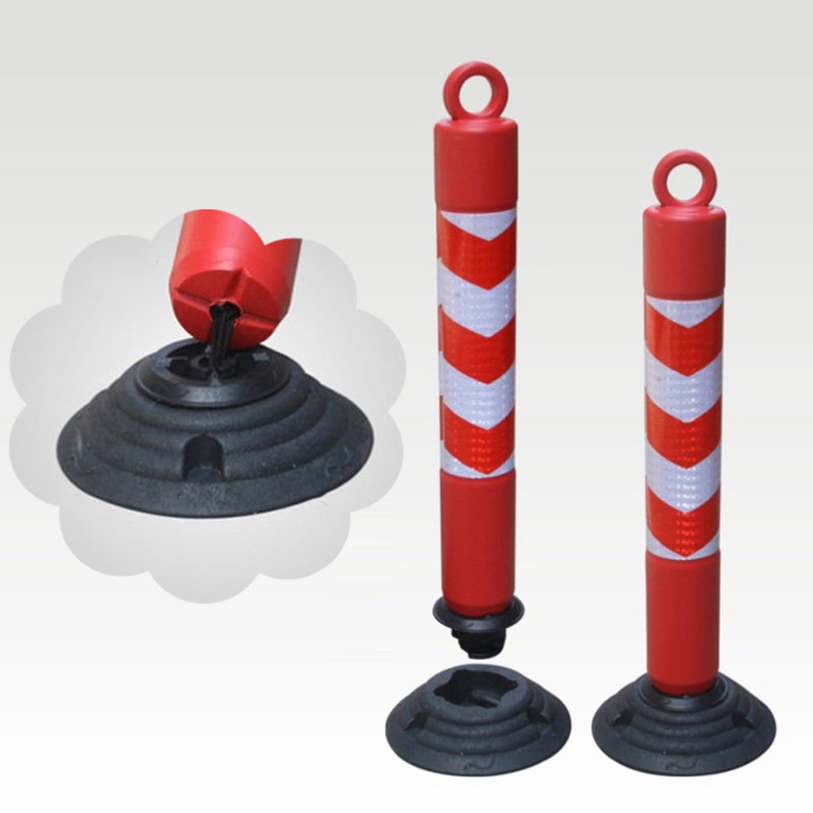 Pilona Bolardo Poste Poste de Barrera de Estacionamiento Flexible, Bolardo de Seguridad Desmontable, Poste Demarcador de Tráfico para Aceras y Entradas de Vehículos(H 80cm (31 1/2"))