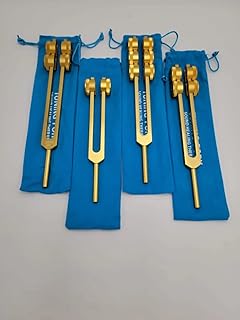 Professional Otto Tuners Weighted 4 Tuning Forks 32 Hz 48 Hz 64 Hz and 128 Hz with Striker and Pouch