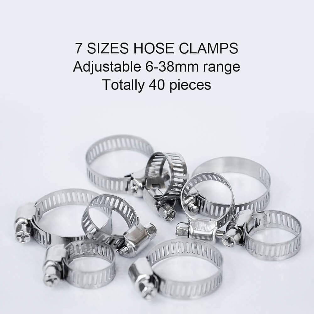 仙鶴45 Selizo 40Pcs Hose Clamp Including 7 Sizes Adjustable Pipe