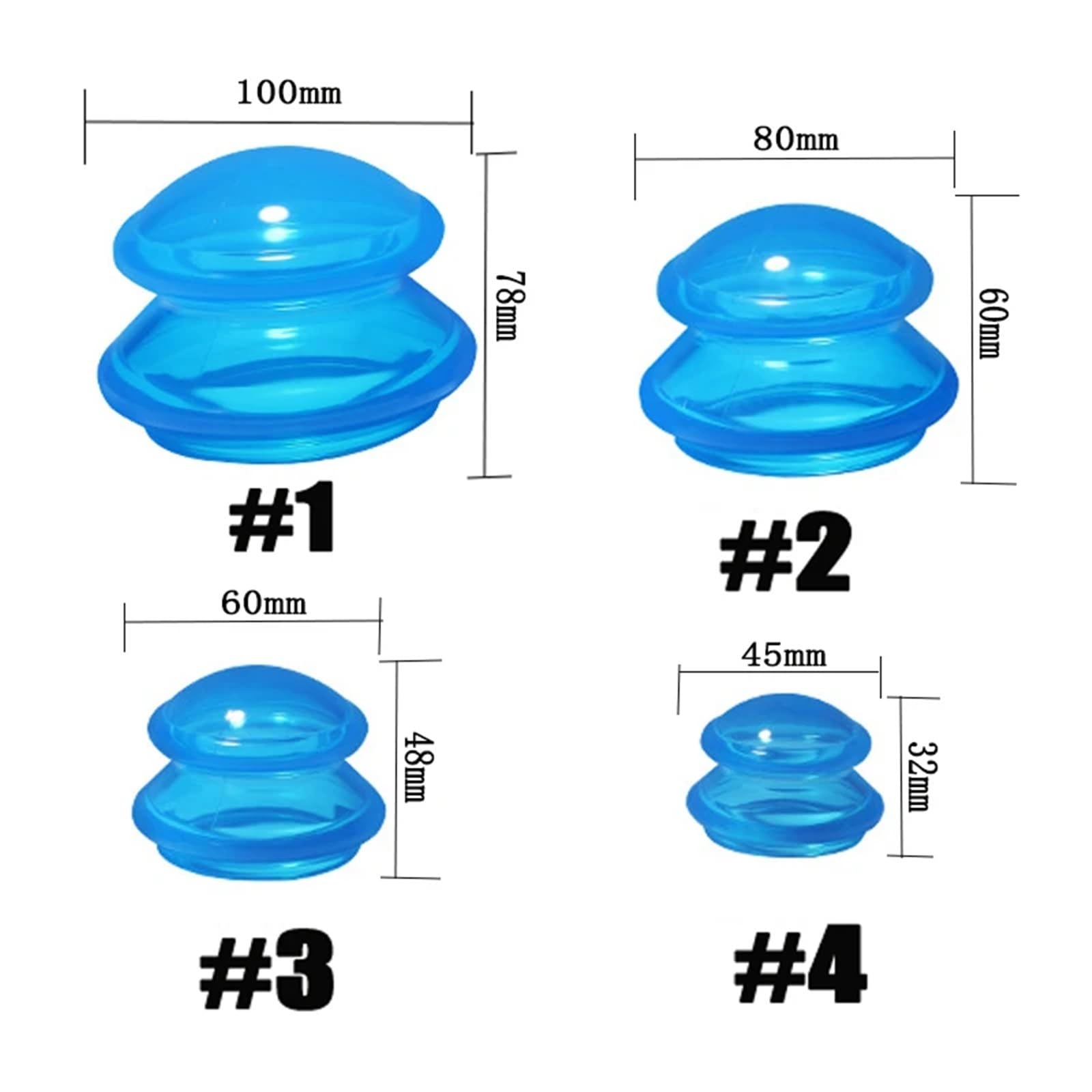 Set de Ventosas Silicona | Masaje Body Cups Juego de terapia de ventosas al vacío Succionador facial(Transparent-4-piece)