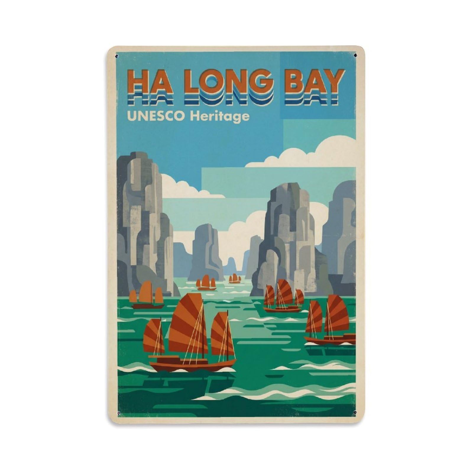 Metal Tin Sign Retro Vietnam Ha Long Bay Travel
