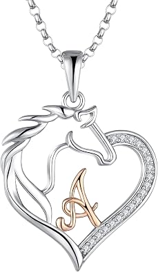 JO WISDOM 925 Sterling Silver Cubic Zirconia Horse Heart Pendant Necklace Women Jewelry