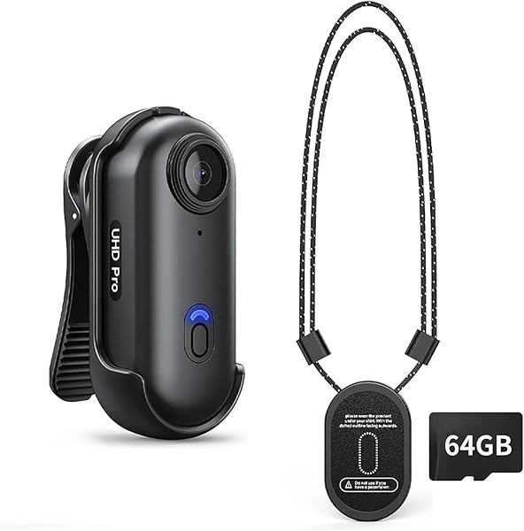 4K Mini Action Camera, Included 64GB, Wearable Camera with 360°Rotatable Clip & Magnetic Clip, 120 Minutes for Recording, for Lecture, Traveling, Pet Walking and Outdoors Activities JS-10B