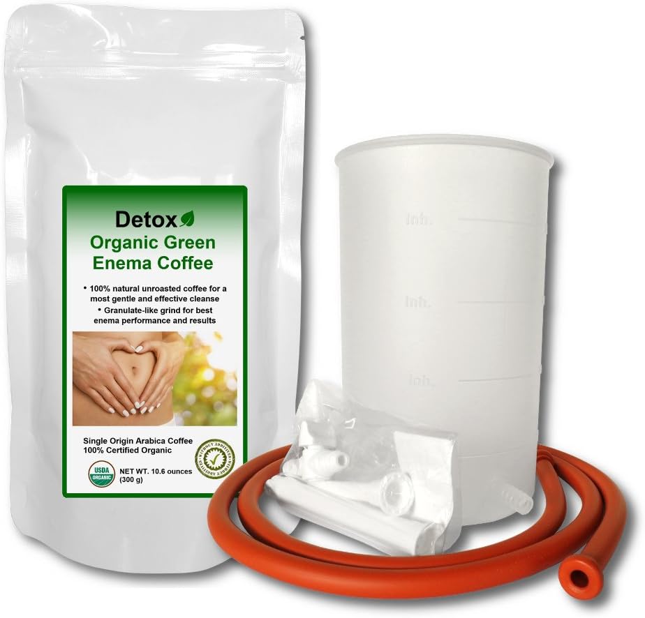 Coffee Enema Kit - Detox Organic Green Enema Coffee (10.6 oz) - Germany's No.1 for therapy (Gerson), weight loss, detox and cleansing