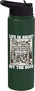 Life Is Short Buy The Book Shelf Reading Funny Book Stainless Steel Insulated Water Bottle